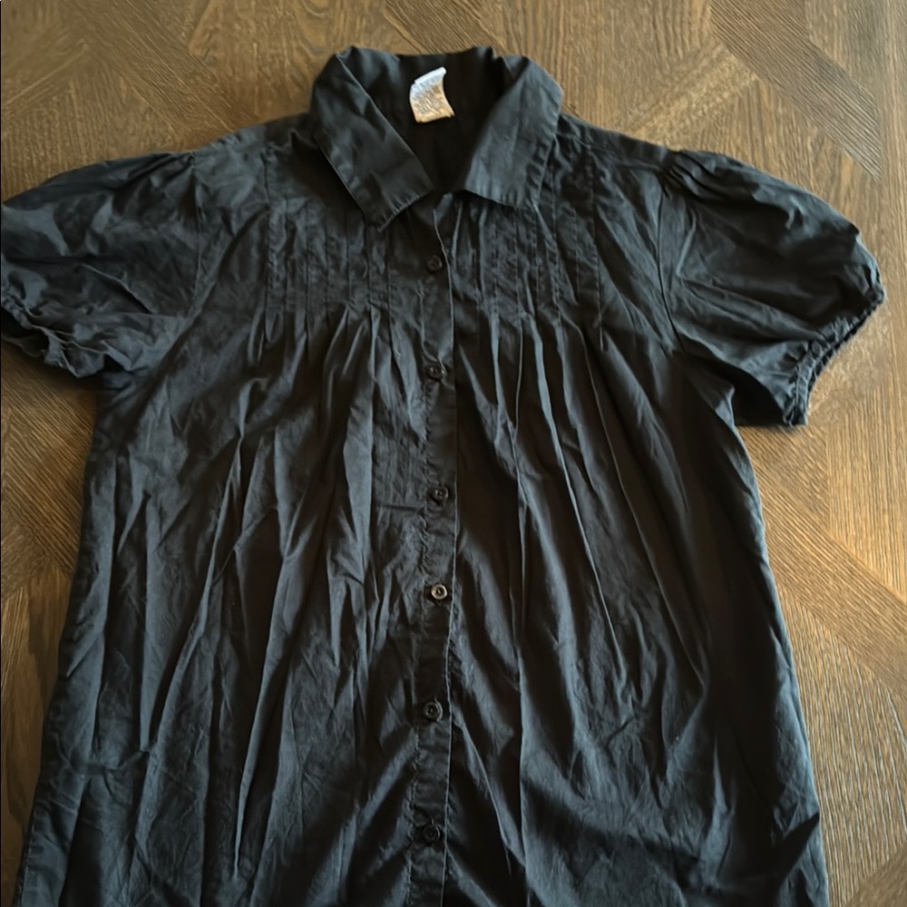 GAP Black Button Down Shirt Puff Short Sleeve 💯 cotton.